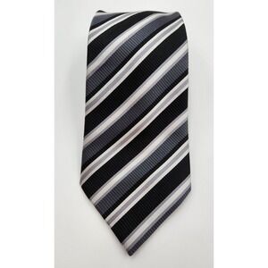 Donald Trump Men's Repp Tie - Black, White, Gray -‎ Stripes - 100% Silk